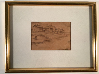 Arvi Mäenpää “maisema Lapualta” lyijykynäpiirros