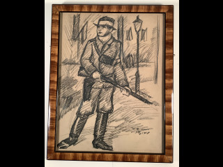 Lyijykynäpiirros 28x35 cm, vuodelta 1918