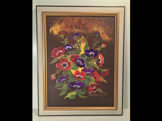 Kukkataulu signeerattu V.Hollamaa -77