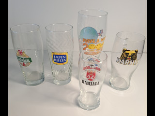 Oluttuoppeja 5kpl (Lapin Kulta, Karjala, Karhu ym.)