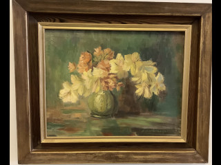 Eva Lintulaakso   Kukkamaalaus, öljyväri kankaalle