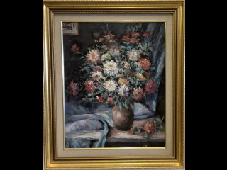 Helge Forss kukka-asetelma kankaalle