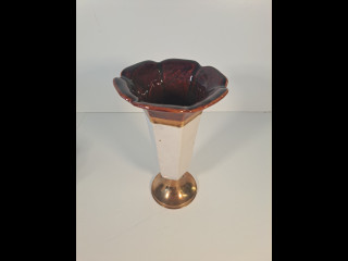 Vintage Turun Hopea-maljakko messinkijalustalla