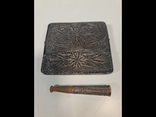 Vintage koristeellinen sikarirasia ja imuke