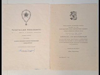Tasavallan Presidentin myöntämät tunnustuskirjat vuosilta 1957 ja 1975