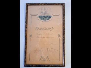 Kunniakirja "Ylimatruusi Mäkipää, erinomainen miinoittaja"