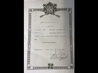 Kunniakirja valioampujalle 1936