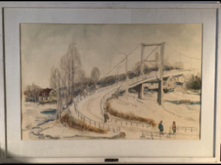 Akvarelli Kävelysilta