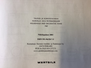 Arabian talous- ja koristetavaraluettelo kuvineen 1967