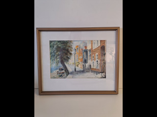 Maisemateos signeerattu T.W Atkinson 1957