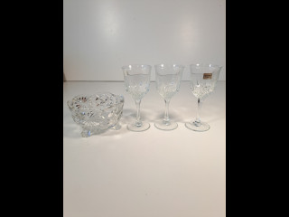3kpl kristalli viinilasit ja kulho