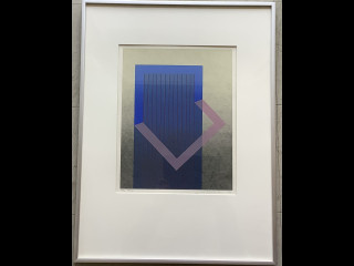Matti Koskela: serigrafia 1983 ” vaaleanpunainen kulma”