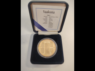 Rahapaja Monetan Vaakuna juhlamitali, kullattu 92,5 hopeaa