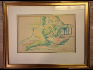 Mikko Oinonen signeerattu ja päivätty 1912,pastellimaalaus